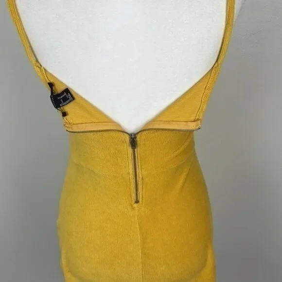Forever 21 Yellow Tank Mini Bodycon Dress Size Medium - Picture 6 of 8